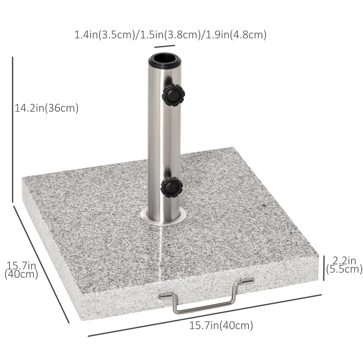 55 lb Grey Marble Square Umbrella Base with Wheels