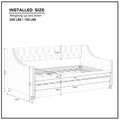 Daybed with Trundle Upholstered Tufted Sofa Bed with Button and Copper Nail on Arms full Size Beige