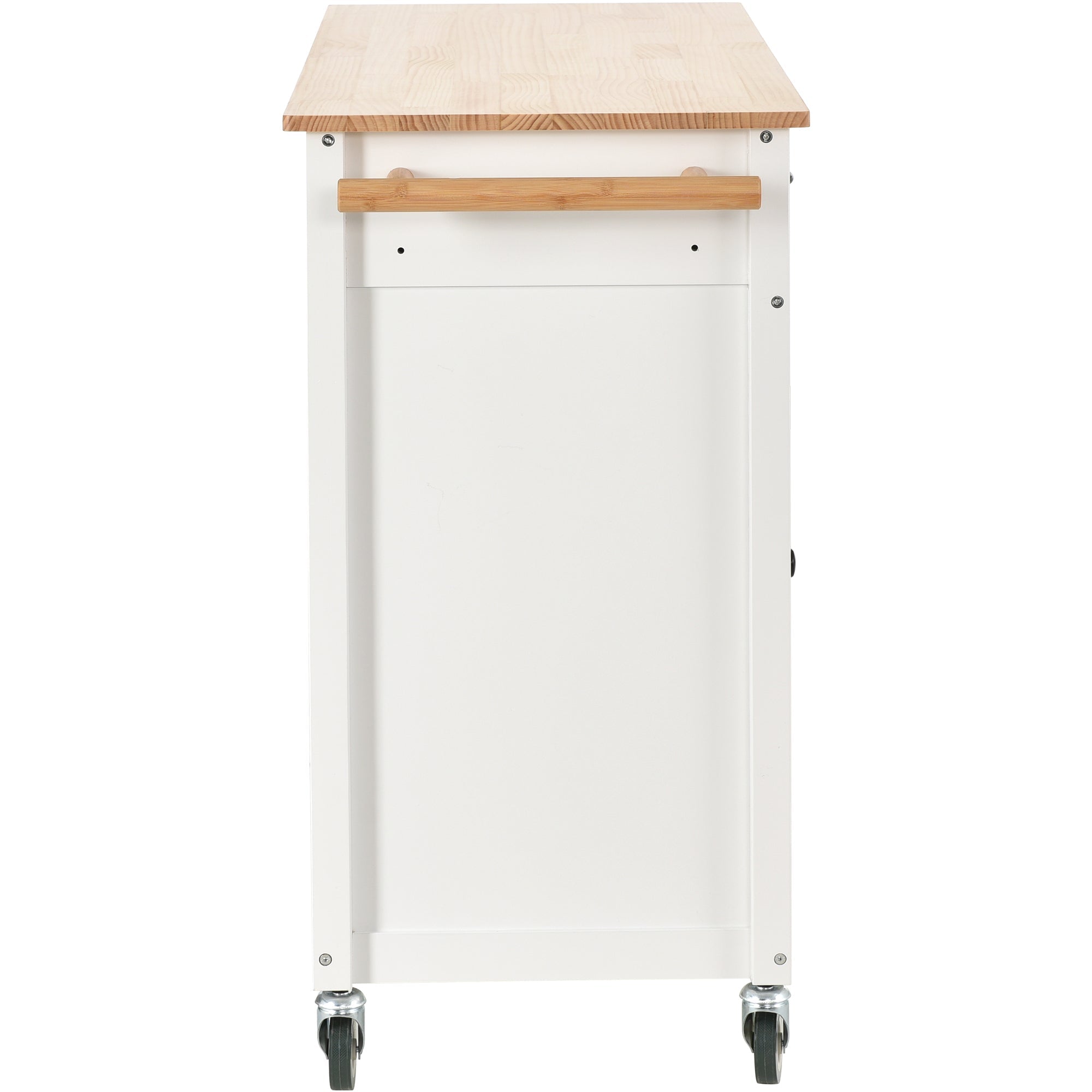 Kitchen Island Cart with Solid Wood Top and Locking Wheels 54.3 Inch Width  (White)