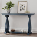 48-Inch Rustic Vintage Console Table --- Farmhouse Style Entryway Table with Open Shelf and Sturdy Construction (Navy)