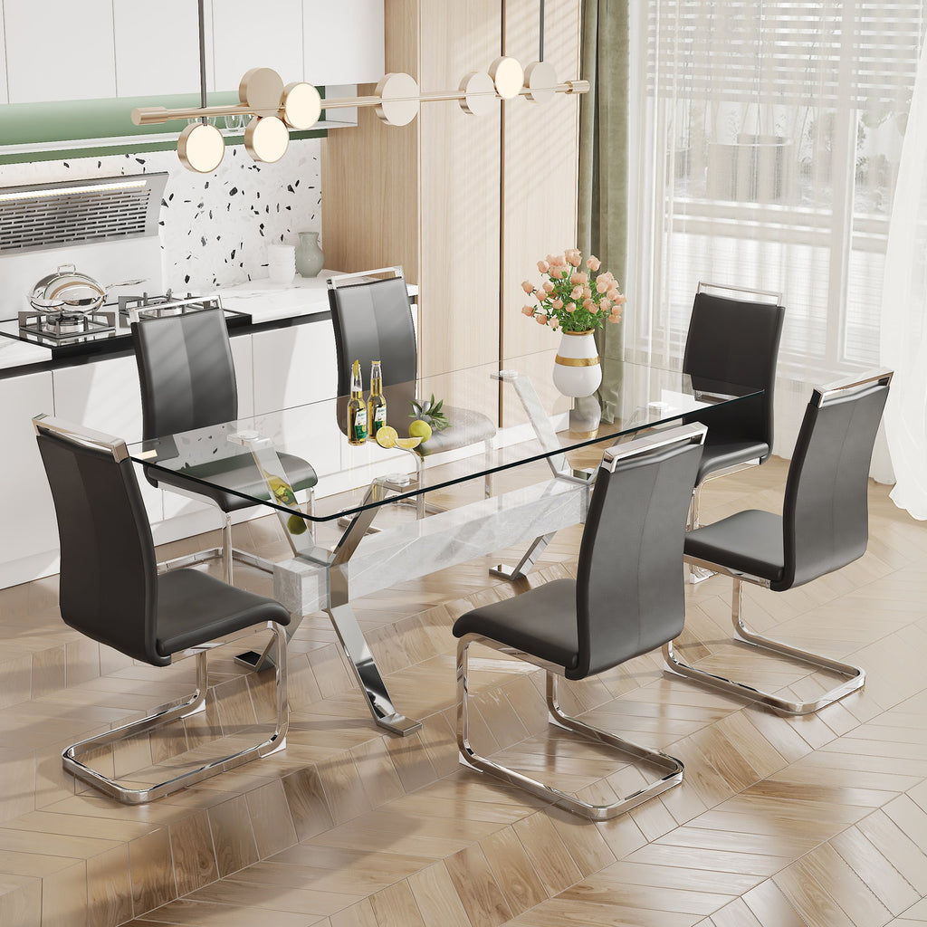Dining table Modern tempered glass dining table 79 ''x39''x30 '' 1105