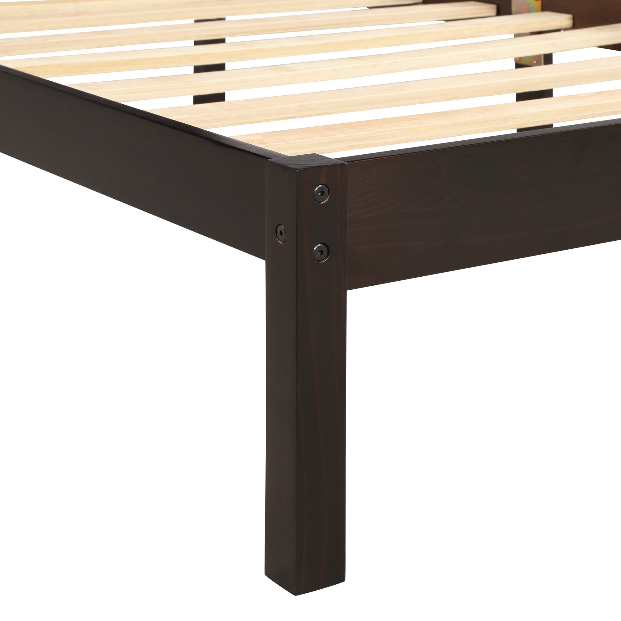 Platform Bed Frame with Headboard, Wood Slat Support  No Box Spring Needed  Queen Espresso