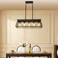 5-Light Farmhouse Chandeliers for Dining Room Metal Rustic Pendant Island Light  Modern Rectangular Island Lights (No Bulbs)