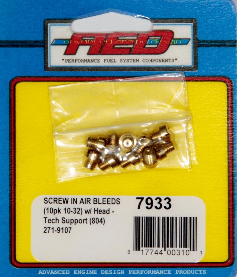 10-32 Screw-In Air Bleed (10pk) w/Head - 7933