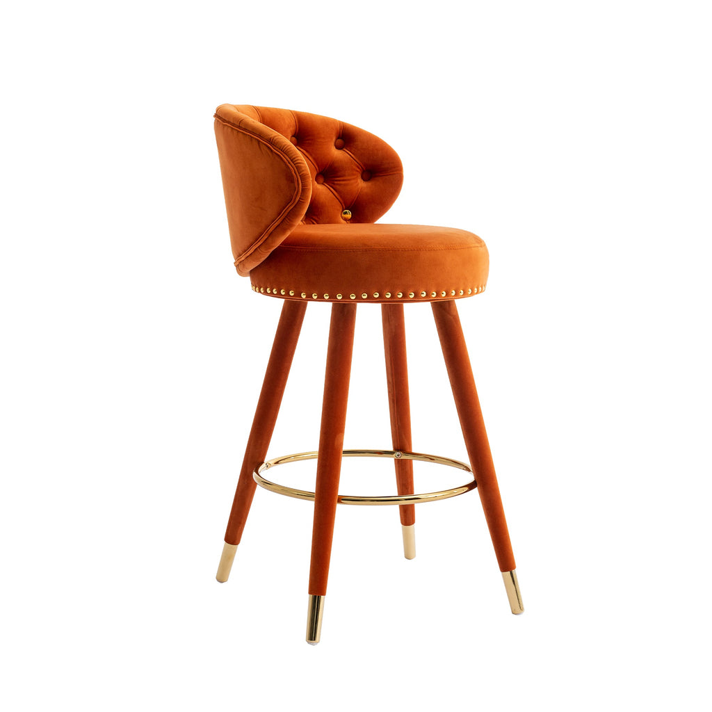 COOLMORE Counter Height Bar Stools Set of 2 for Kitchen Counter Solid Wood Legs with a fixed height of 360 degrees