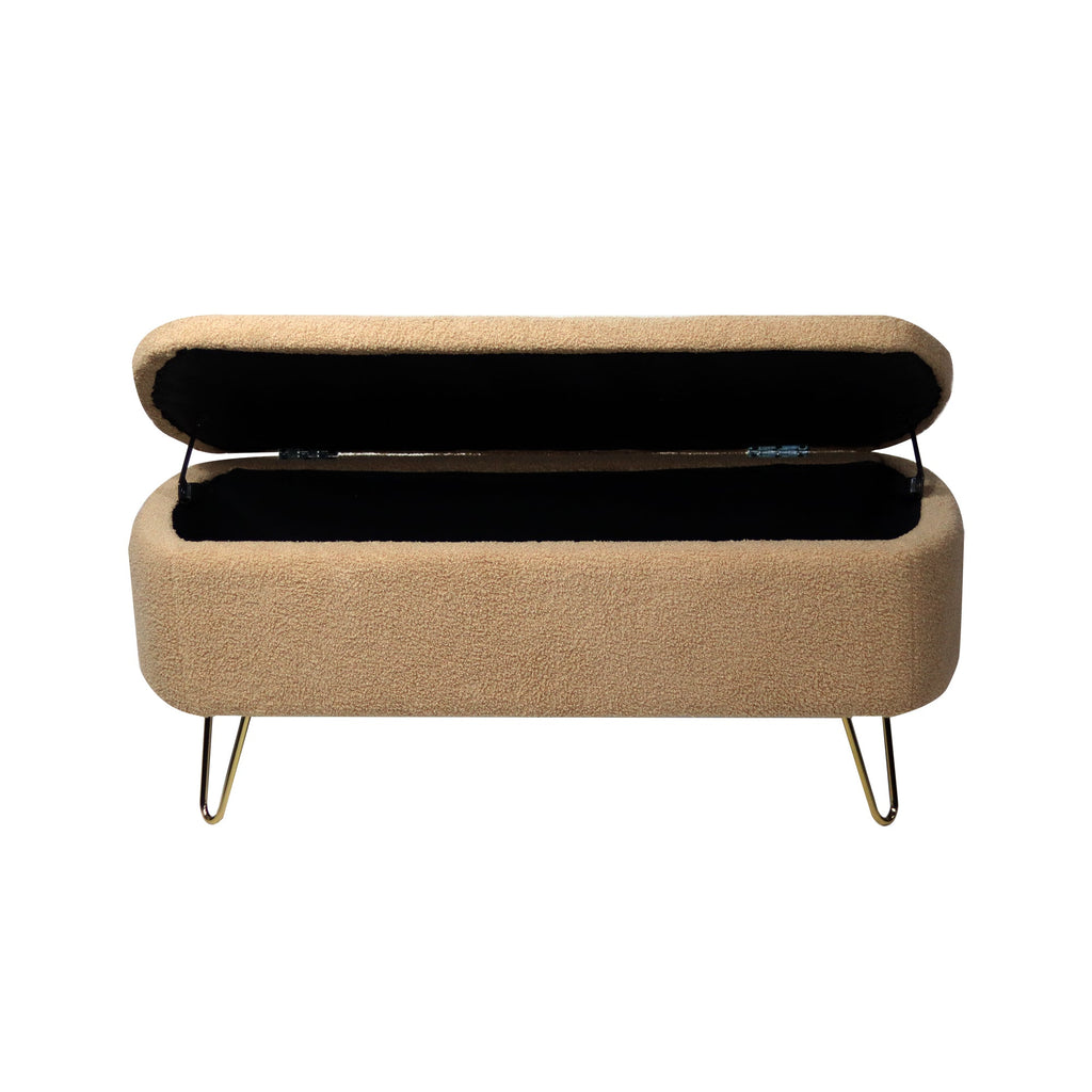 Camel Storage Ottoman Bench for End of Bed Gold Legs