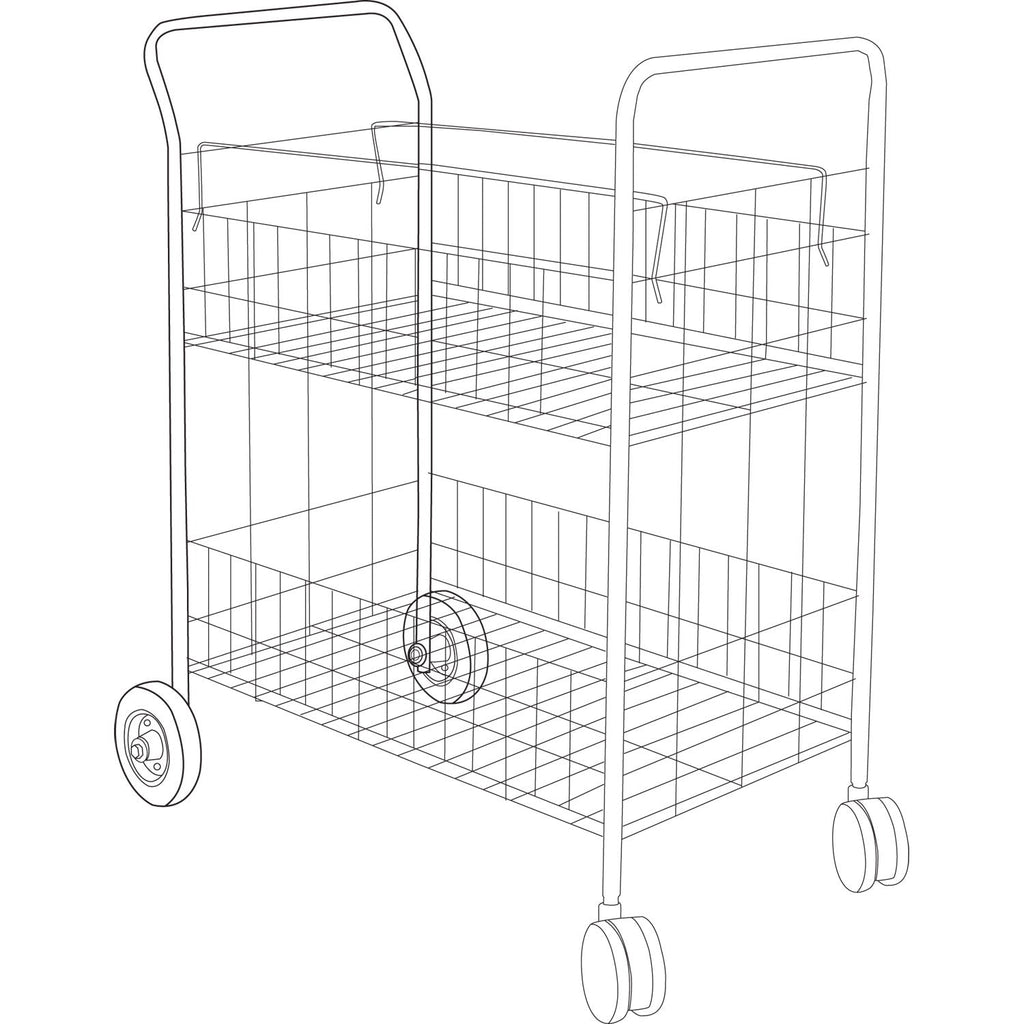 Alera Carry-all Mail Cart, Metal, 1 Shelf, 1 Bin, 34.88" x 18" x 39.5", Silver
