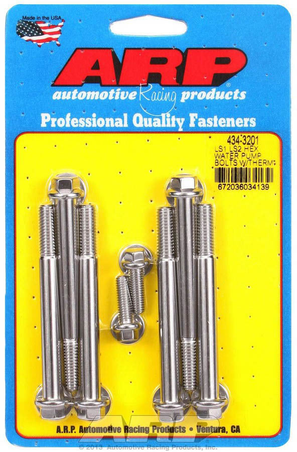 S/S W/P & Thermostat Hsg Bolt Kit - 6pt. LS1/LS2 - 4343201