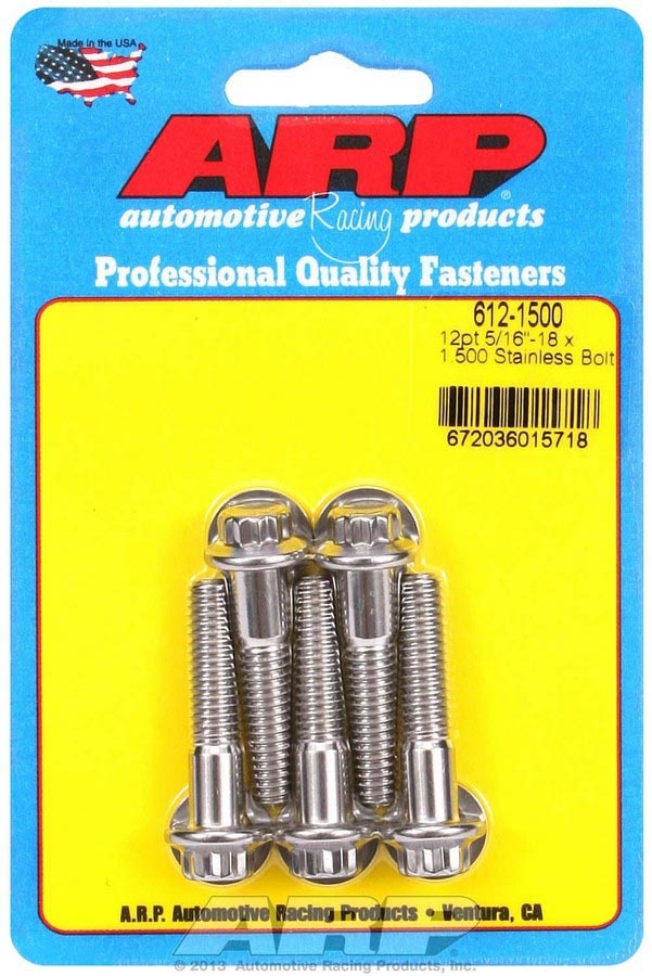 S/S Bolt Kit - 12pt. (5) 5/16-18 x 1.500 - 6121500
