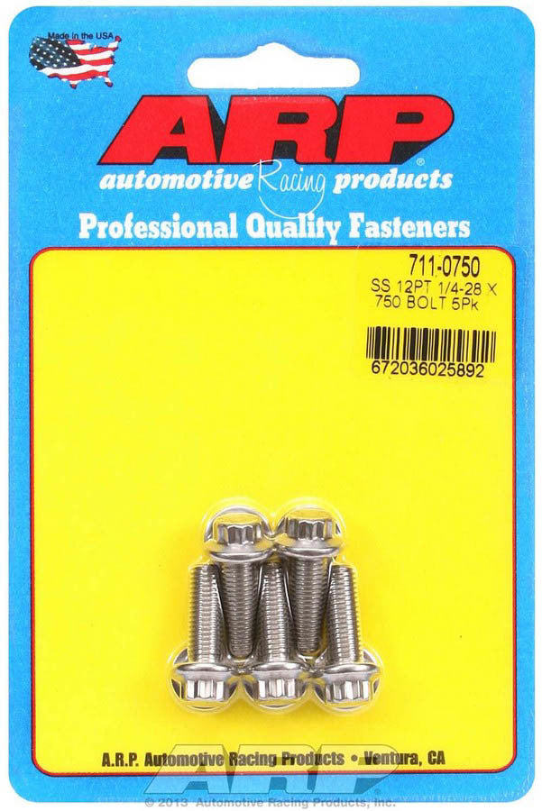 S/S Bolt Kit - 12pt. (5) 1/4-28 x .750 - 7110750