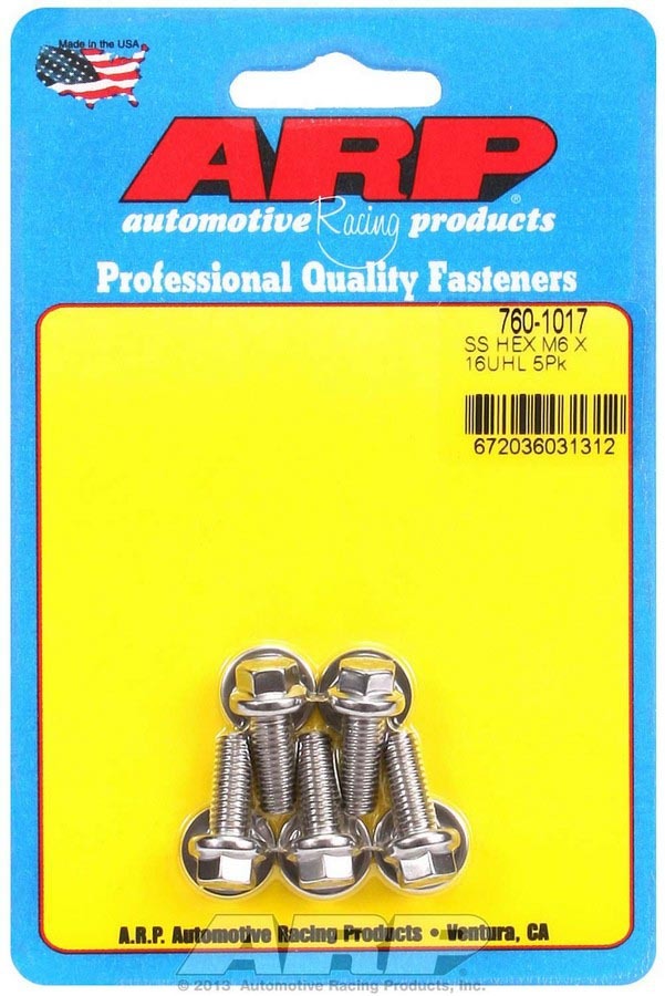 S/S Bolt Kit - 6pt. (5) 6mm x 1.00 x 16mm - 7601017