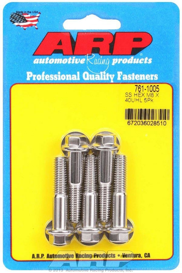 8mm x 1.25 x 40mm 6pt S/S Bolt Kit 5pk - 7611005