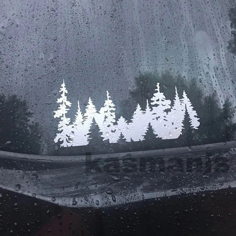 Mountain Forest Trees Vinyl Sticker Decal | Nature Adventure Wall Art for Car Laptop Window