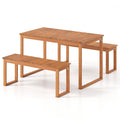 Acacia Wood Outdoor Garden Bench Set of 1/2 with Slatted Seat for Front Porch