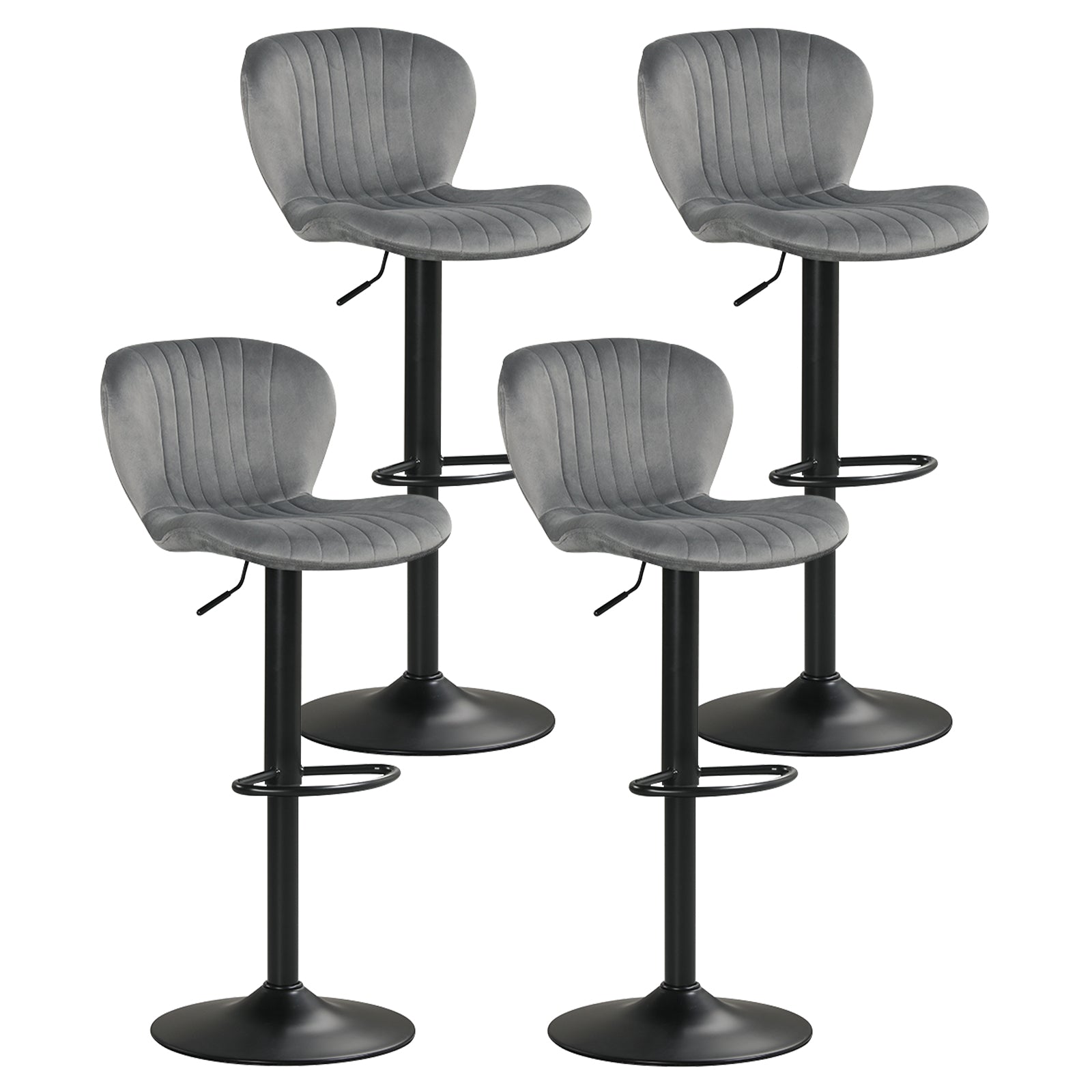Adjustable Counter Height Chairs Set of 4 with Velvet Upholstered Backrests