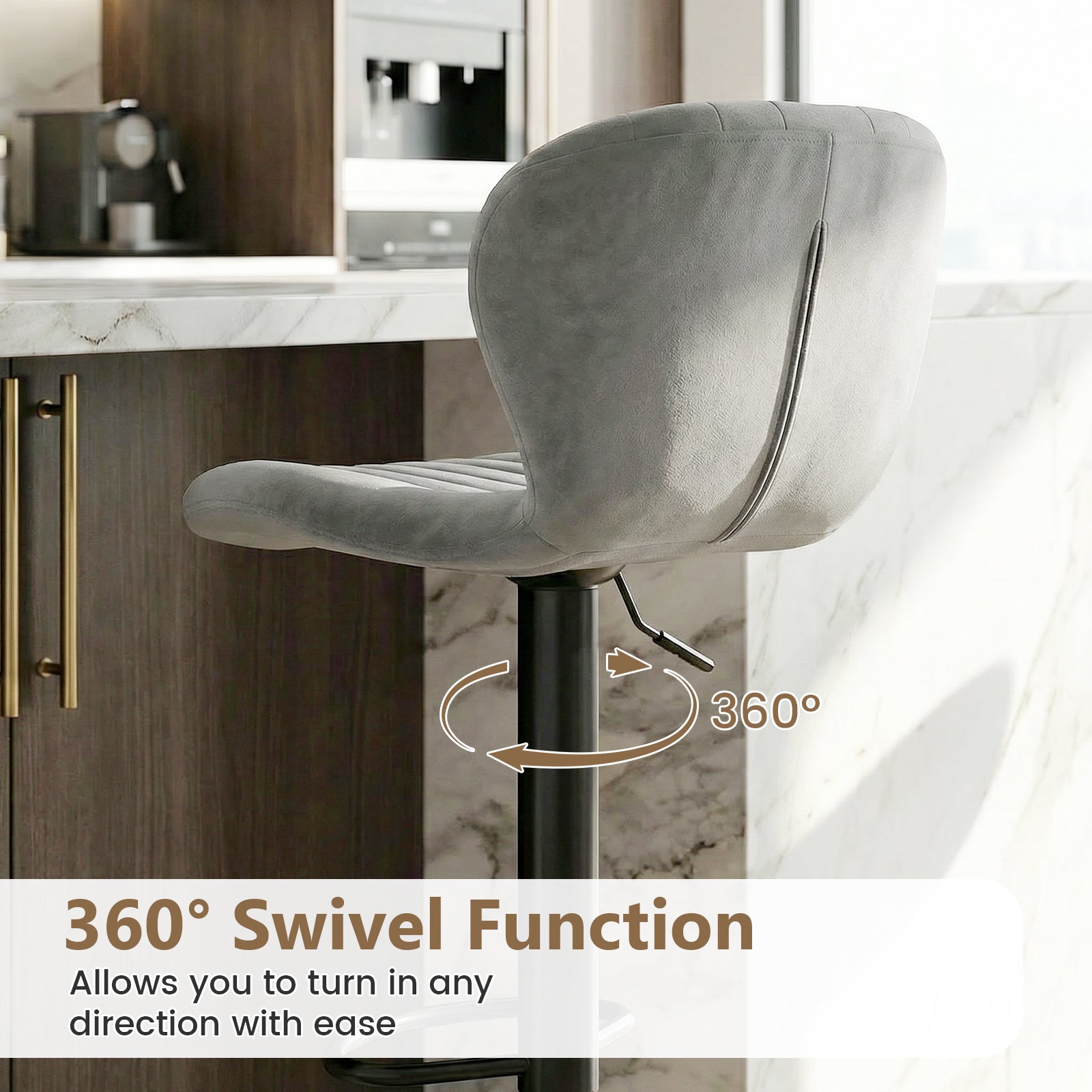 Adjustable Counter Height Chairs Set of 4 with Velvet Upholstered Backrests
