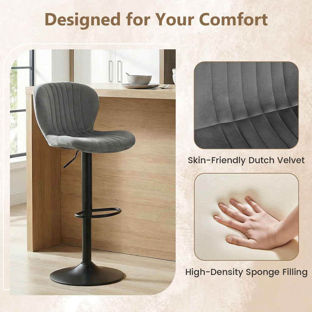 Adjustable Counter Height Chairs Set of 4 with Velvet Upholstered Backrests