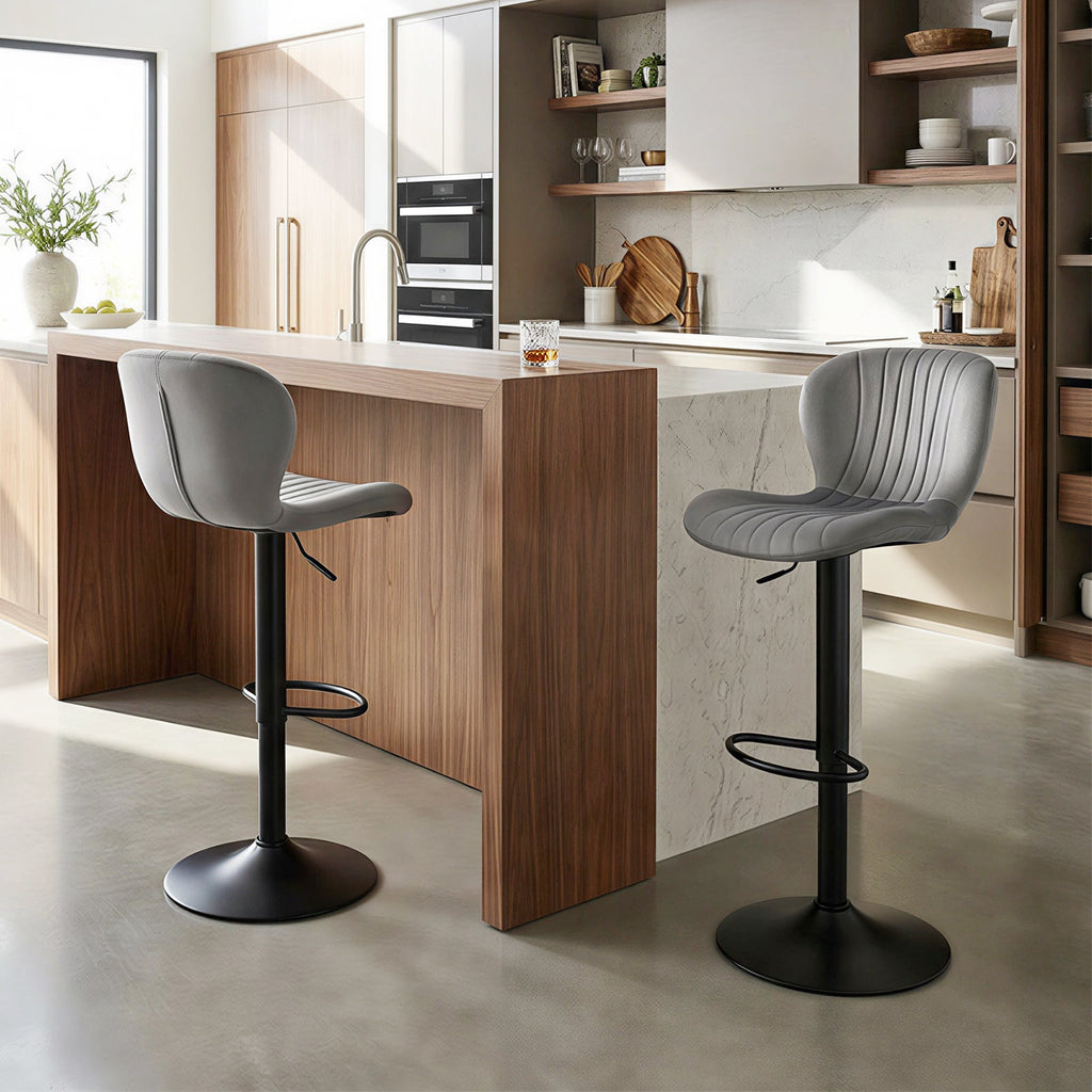 Adjustable Counter Height Chairs Set of 4 with Velvet Upholstered Backrests