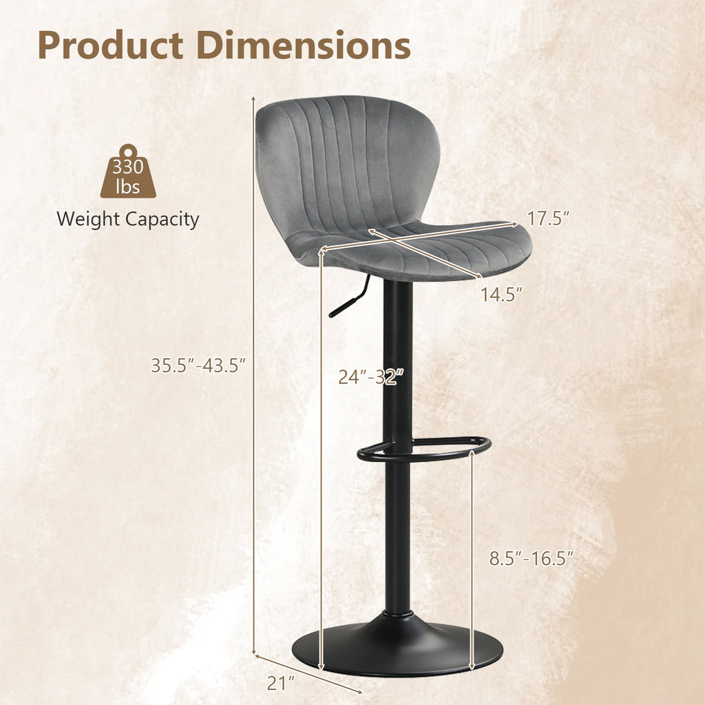 Adjustable Counter Height Chairs Set of 4 with Velvet Upholstered Backrests