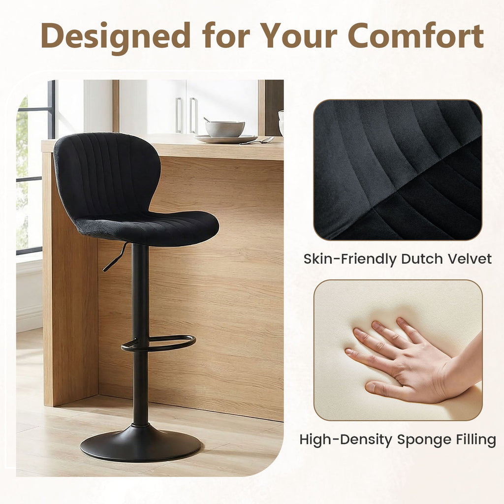 Adjustable Counter Height Chairs Set of 4 with Velvet Upholstered Backrests