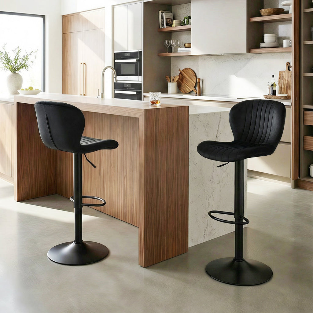 Adjustable Counter Height Chairs Set of 4 with Velvet Upholstered Backrests