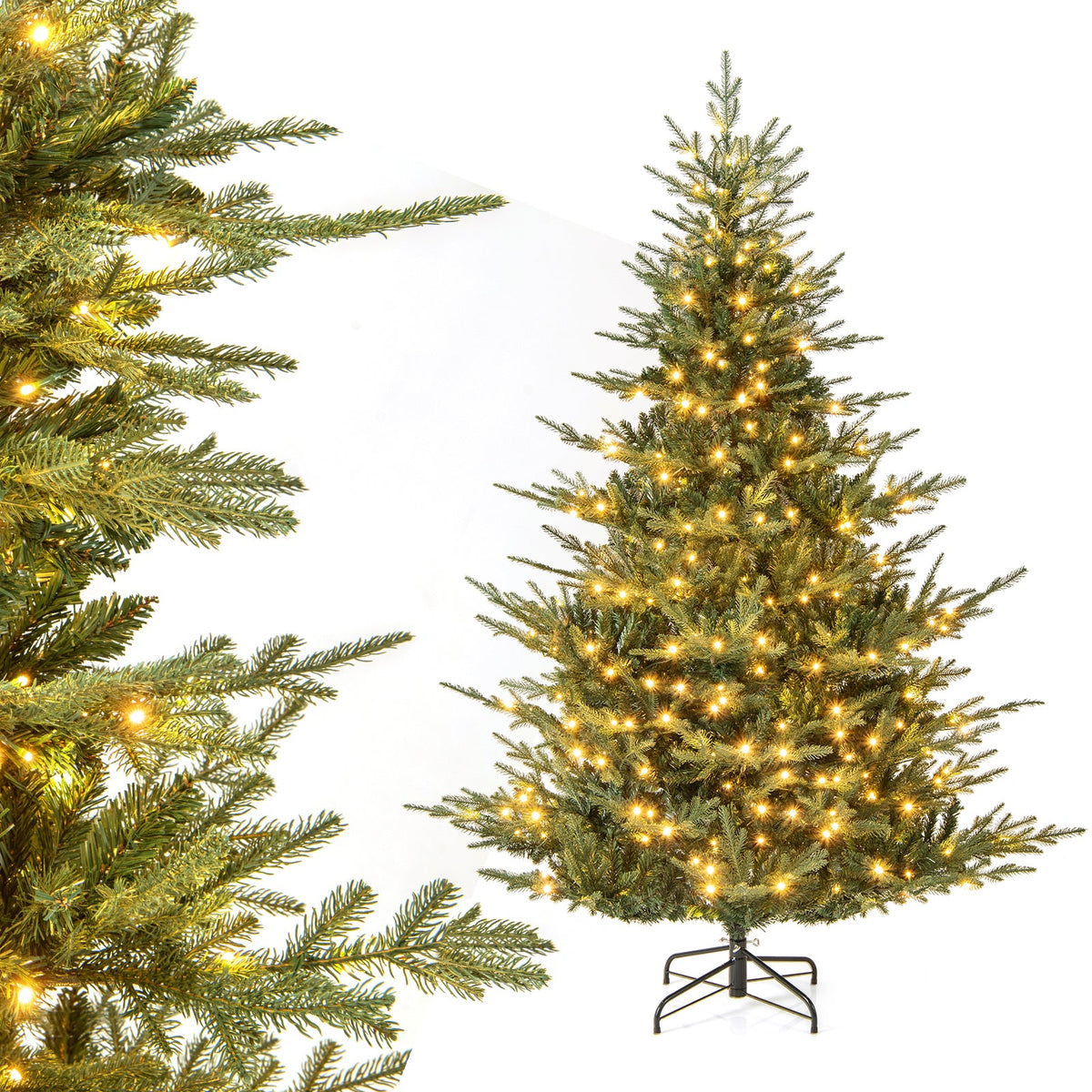 Artificial Christmas Tree with Branch Tips and Warm White LED Lights