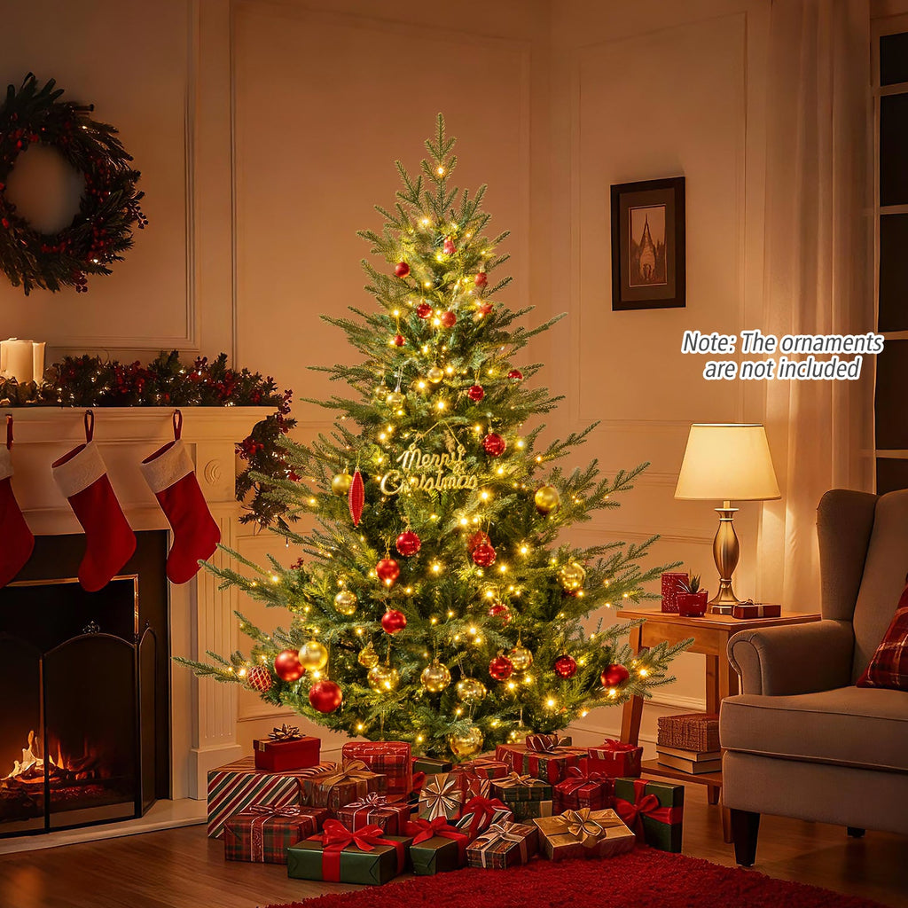 Artificial Christmas Tree with Branch Tips and Warm White LED Lights
