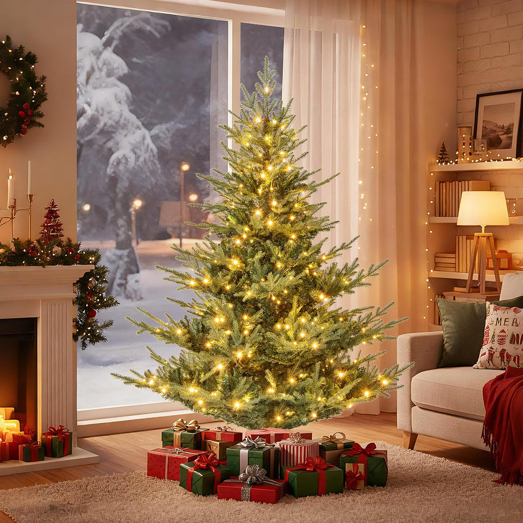 Artificial Christmas Tree with Branch Tips and Warm White LED Lights