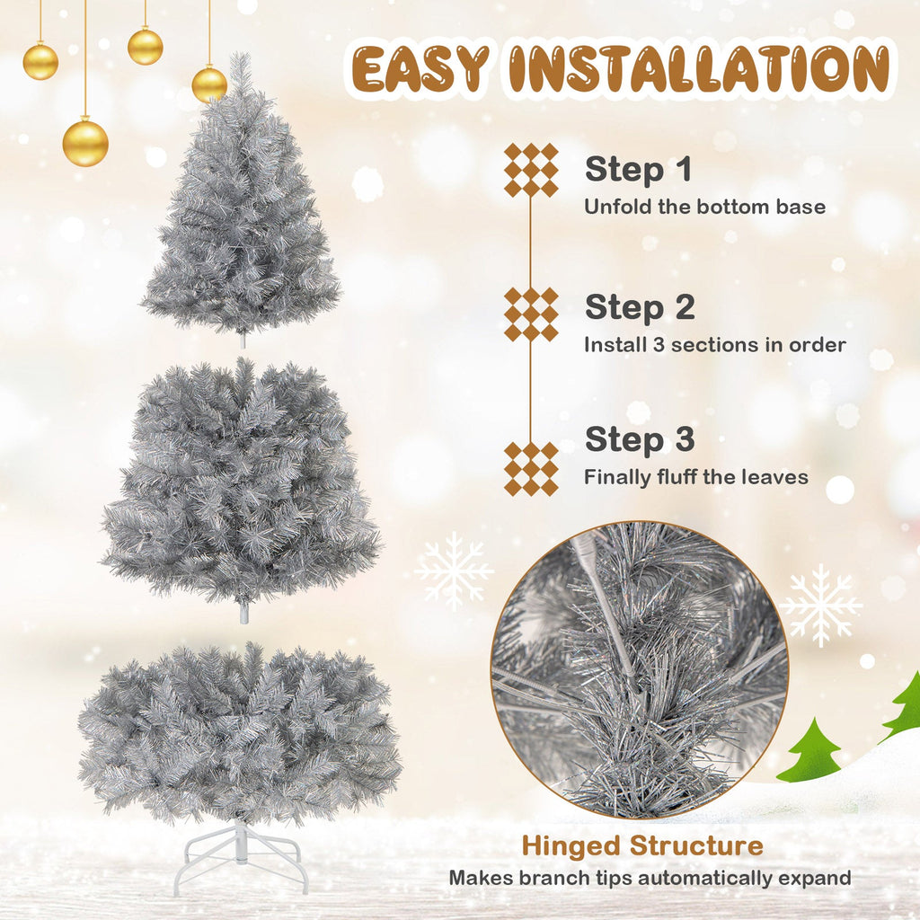 Artificial Xmas Tree with Branch Tips and Warm White LED Lights