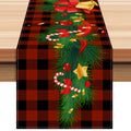 New Christmas table flag white linen bell printed tablecloth red and black checkered home decoration tablecloth pad