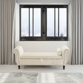 Velvet Multifunctional Storage Rectangular ottoman bench with 1 Pillow, Beige