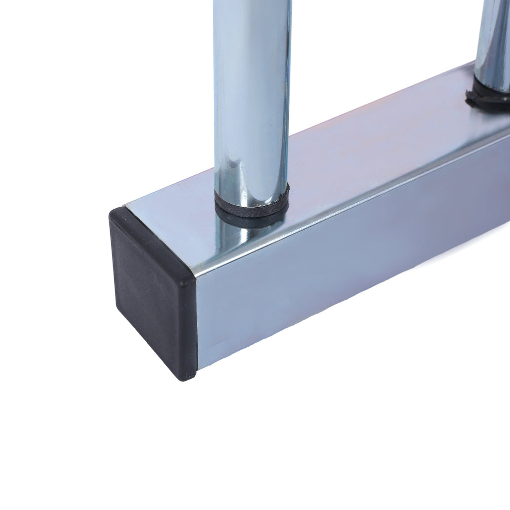 3 bicycle parking racks, 22-28 inch wheel supports, maximum tire width 2.15 inches, galvanized