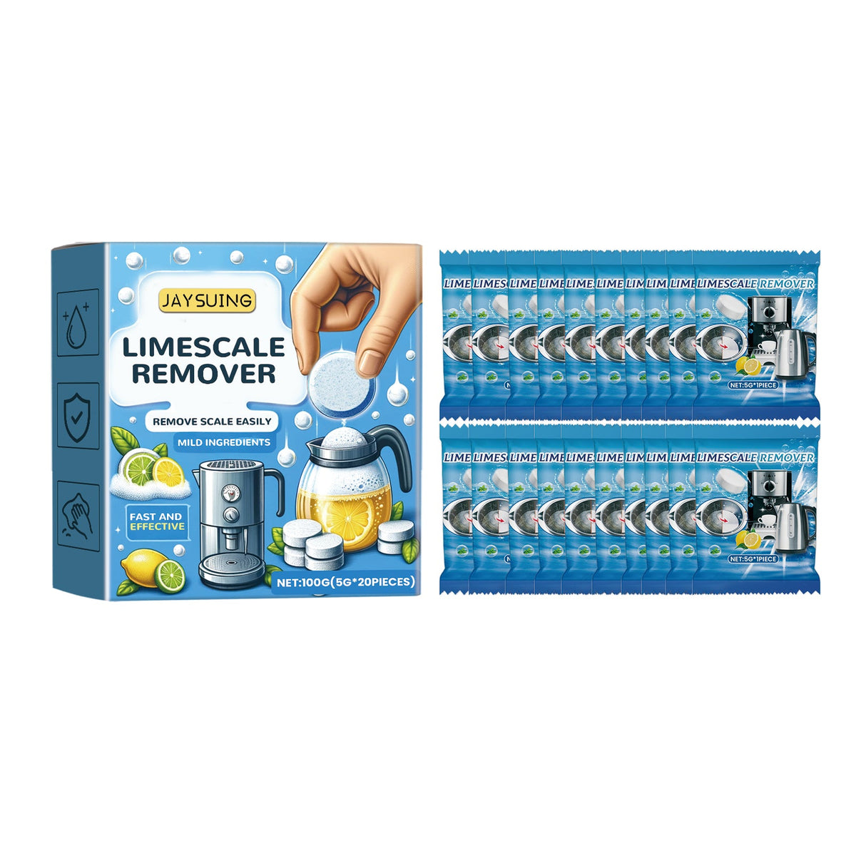 Multi-Purpose Scale Removal Effervescent Tablet Scale Cleaning Effervescent Tablet Electric Kettle Scale Cleaning Tablet