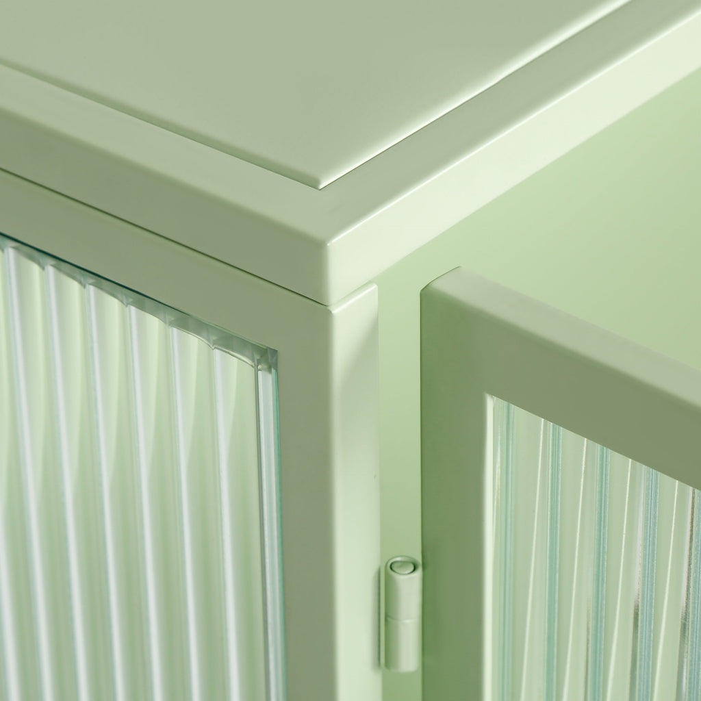 27.56"Glass Doors Modern Two-door Wall Cabinet with Featuring Three-tier Storage Mint Green