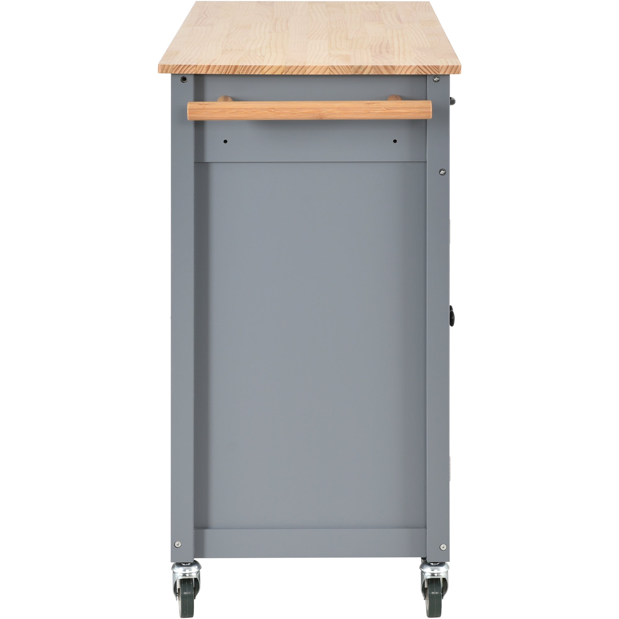 Kitchen Island Cart with Solid Wood Top and Locking Wheels 54.3 Inch Width (Grey Blue)