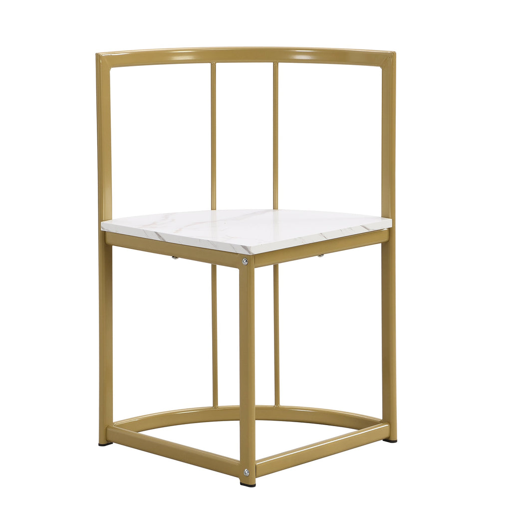 TOPMAX Modern 7-Piece Dining Table Set with Faux Marble Compact 55Inch Kitchen Table Set for 6  Golden+White