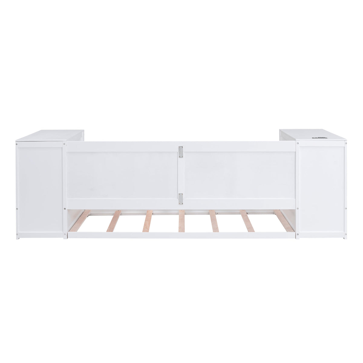 Twin Size Daybed with Storage Arms  Trundle and Charging Station White