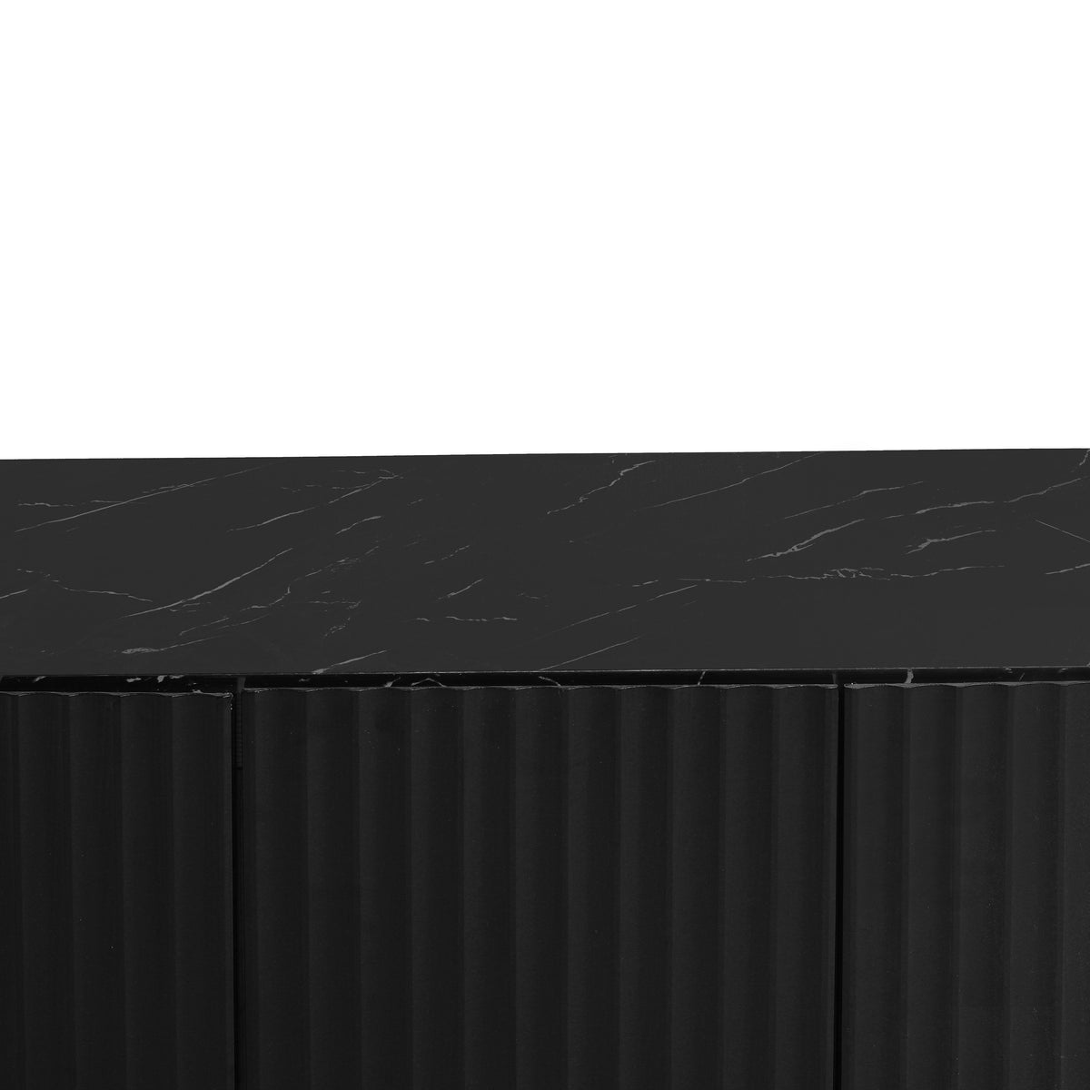 LED Carved Line 3 Door Storage Cabinet,Sideboard Buffet Cabinet With Adjustable Shelf,Large Storage Accent Cabinet