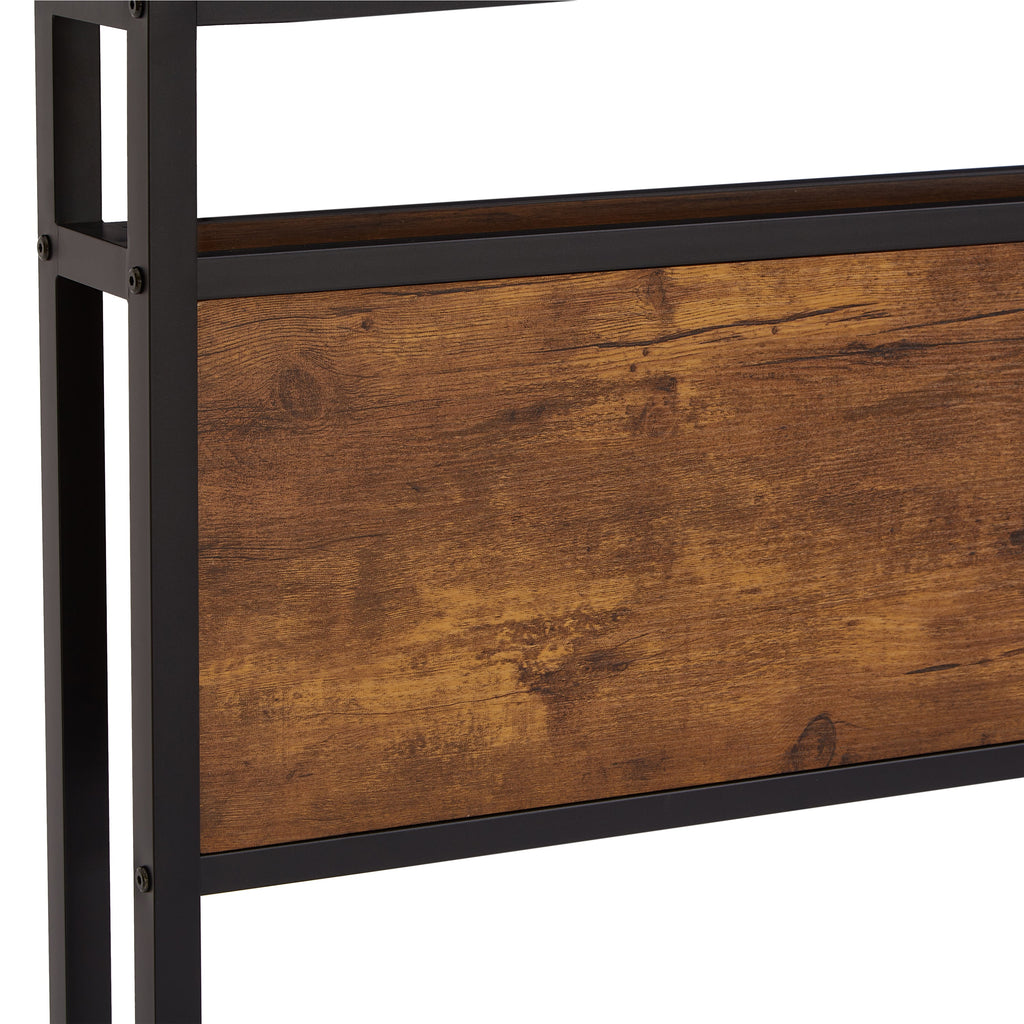 Dual size metal platform bed frame with wooden headboard and footrest, USB LINER, LED lights