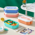 Japanese style portable microwave lunch box with cutlery sealed lunch box bento box