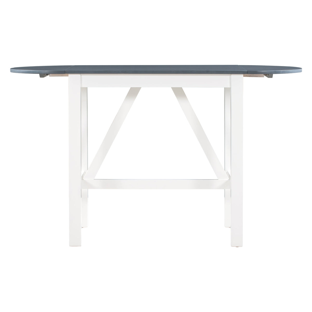 TOPMAX 3-Piece Wood Counter Height Drop Leaf Dining Table Set with 2 Upholstered Dining Chairs for Small Place White+Gray