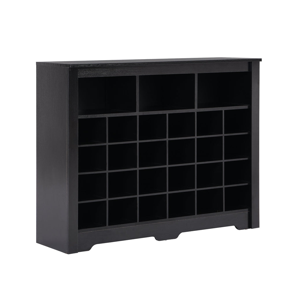 ONTREND Sleek Design 24 shoe cabinet, modern shoe cabinet with curved base, high-quality multifunctional side panel, black