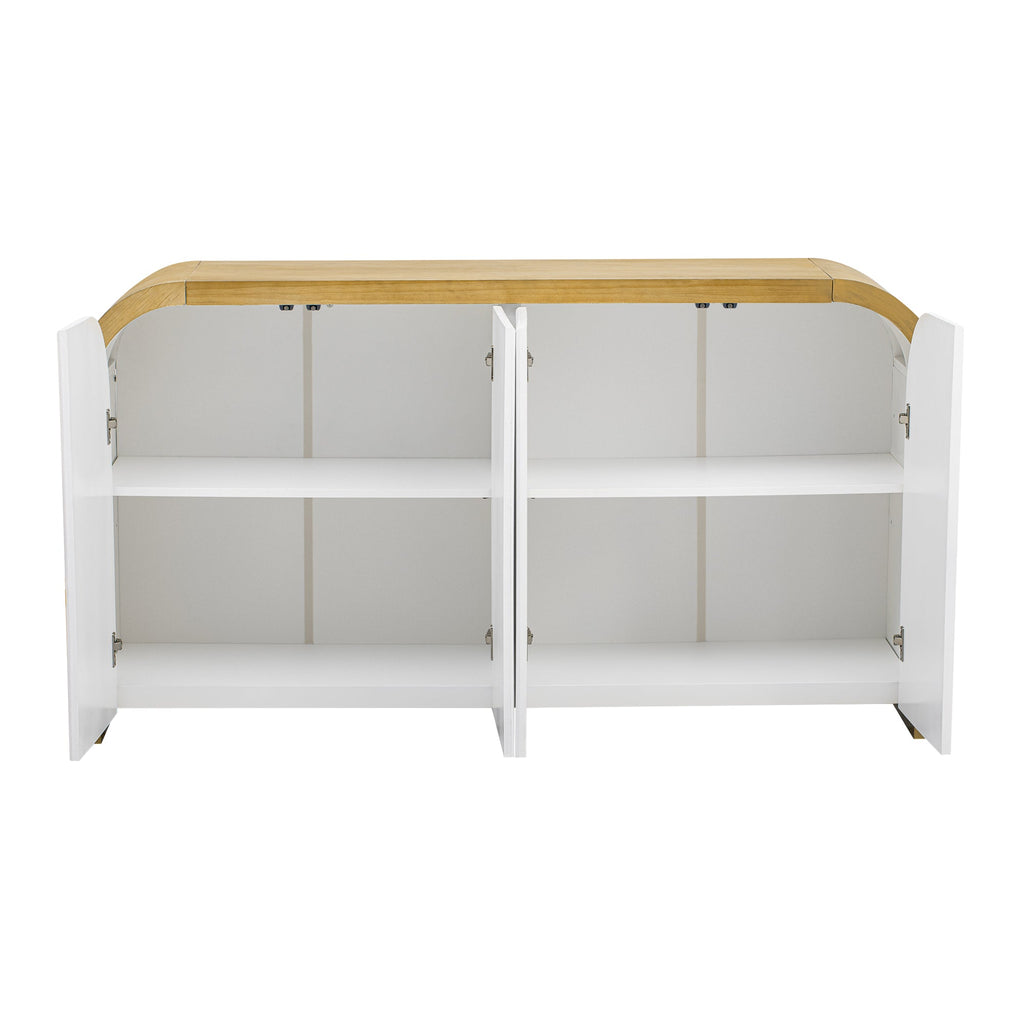 U-STYLE four door curved corner design wavy door panel cabinet with adjustable shelves