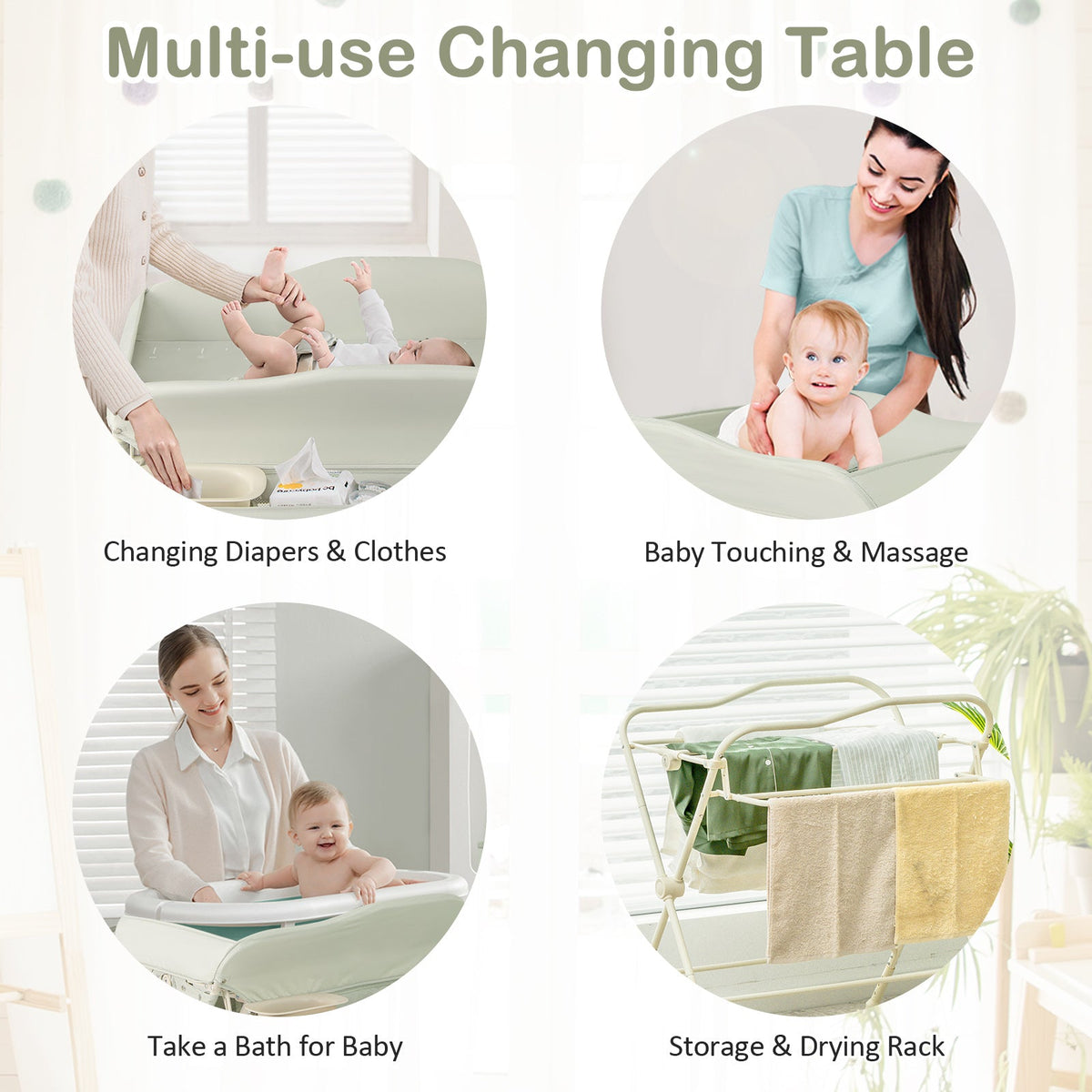 Baby Diaper Changing Table with Water Basin Wheel