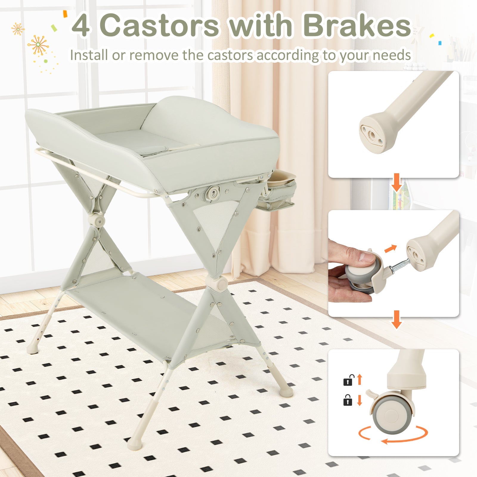Baby Diaper Changing Table with Water Basin Wheel