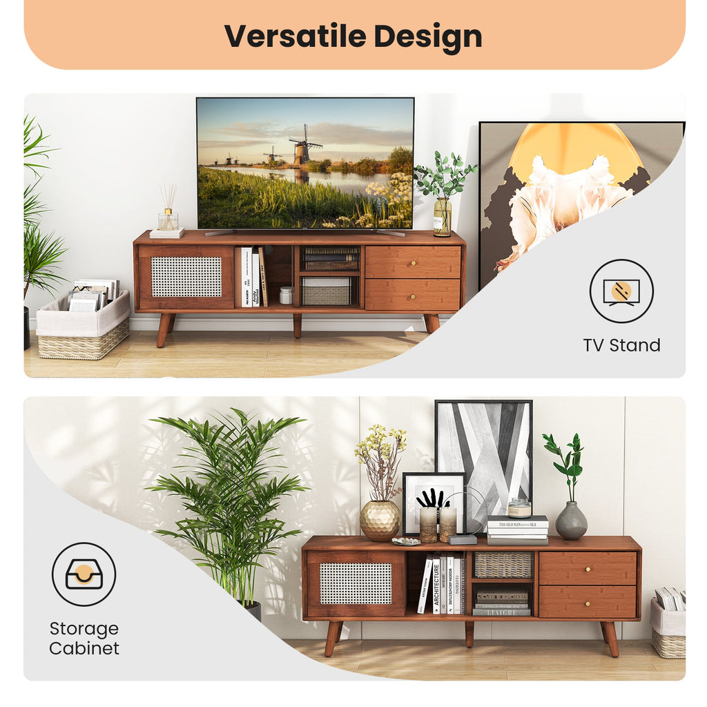Bamboo TV Stand for TV up to 65 Inch