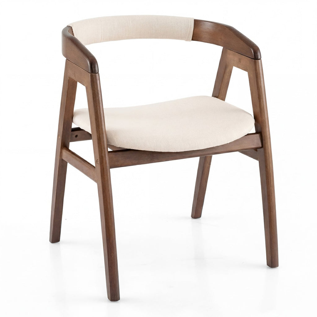 Leisure Bamboo Dining Chair with Curved Back and Anti-slip Foot Pads-Natural