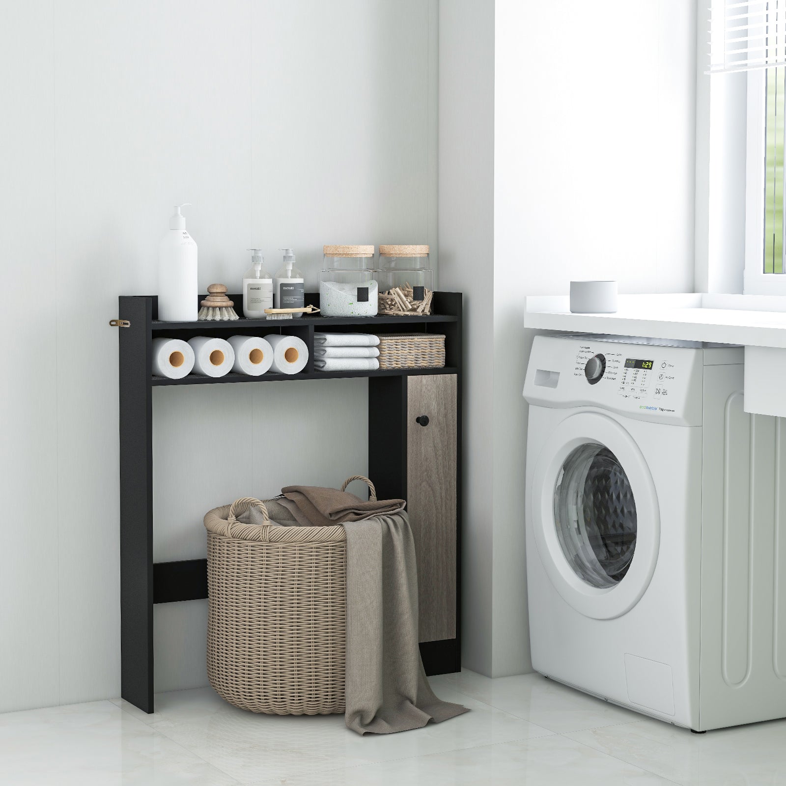 Bathroom Over the Toilet Floor Storage Organizer with Adjustable Shelves