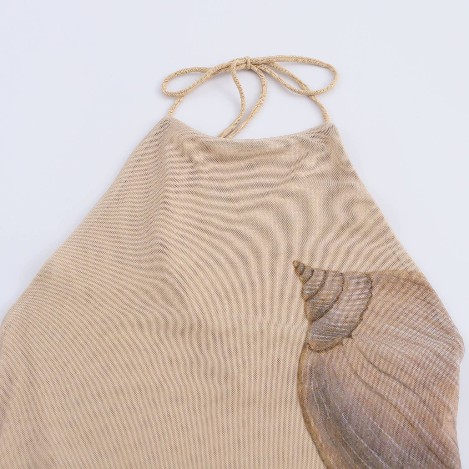 Beach Seashell Print Halterneck Mesh Maxi Dress [Sizes S-L]