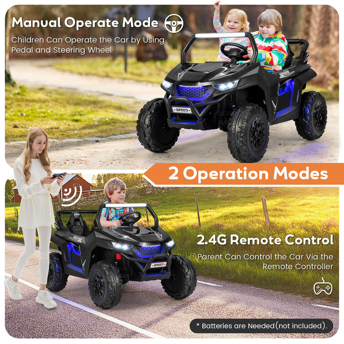 12V 2-Seater Kids Ride on UTV with Slow Start Function Music